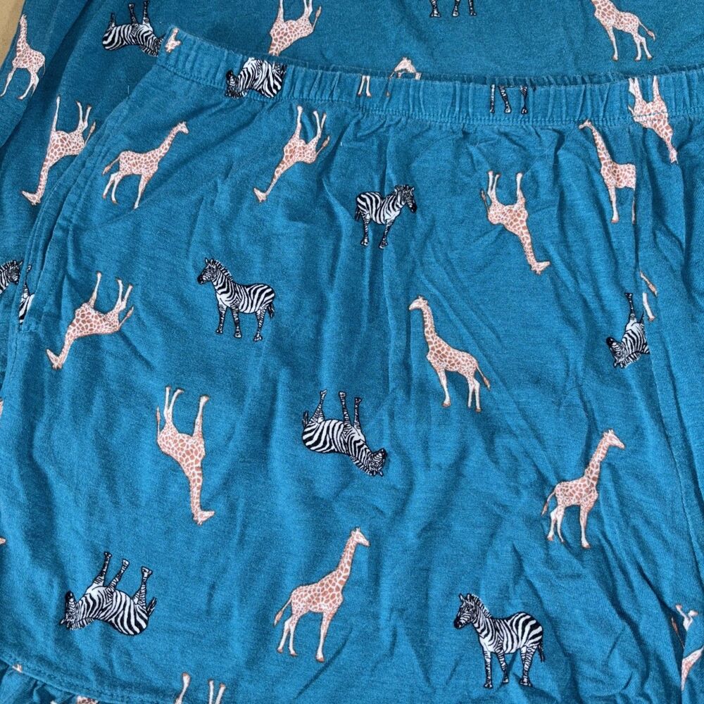 Joyspun Teal Pajama Set Zebra And Giraffe 2x - image 2